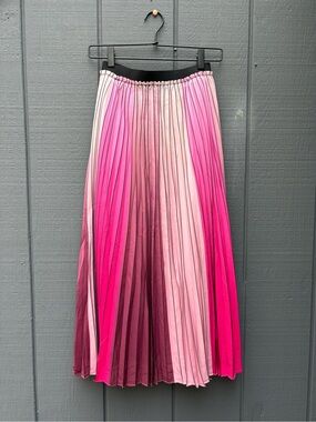 Ted Baker Pleated Ombre Pink Midi Skirt Sz 1
